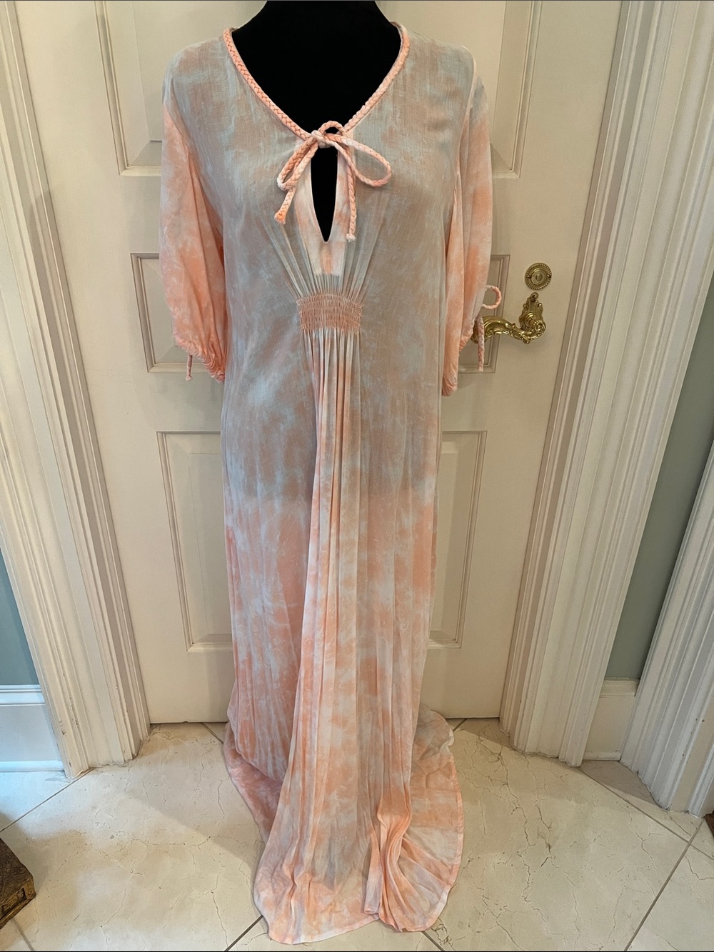 Pink Tie-Front Caftan